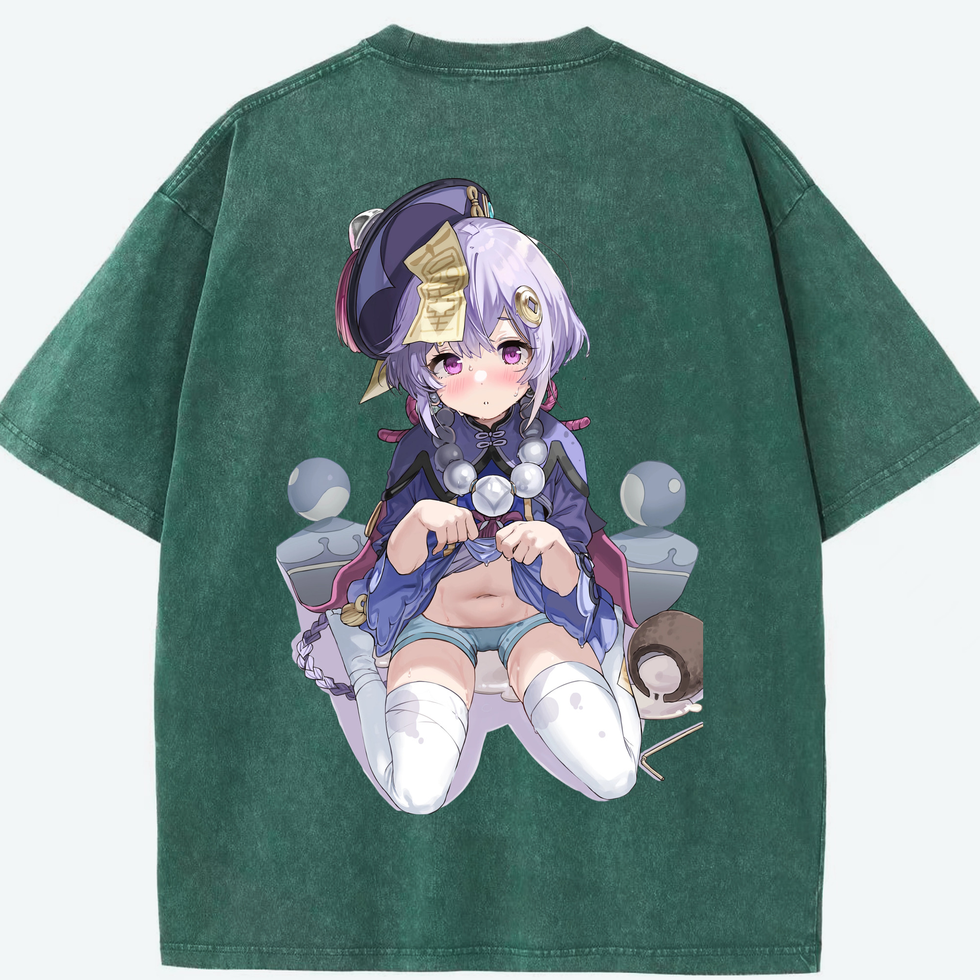 げんし神 七七 なな  genshin Nana 綿100% ヴィンテージ風 半袖Tシャツ（背面プリント）